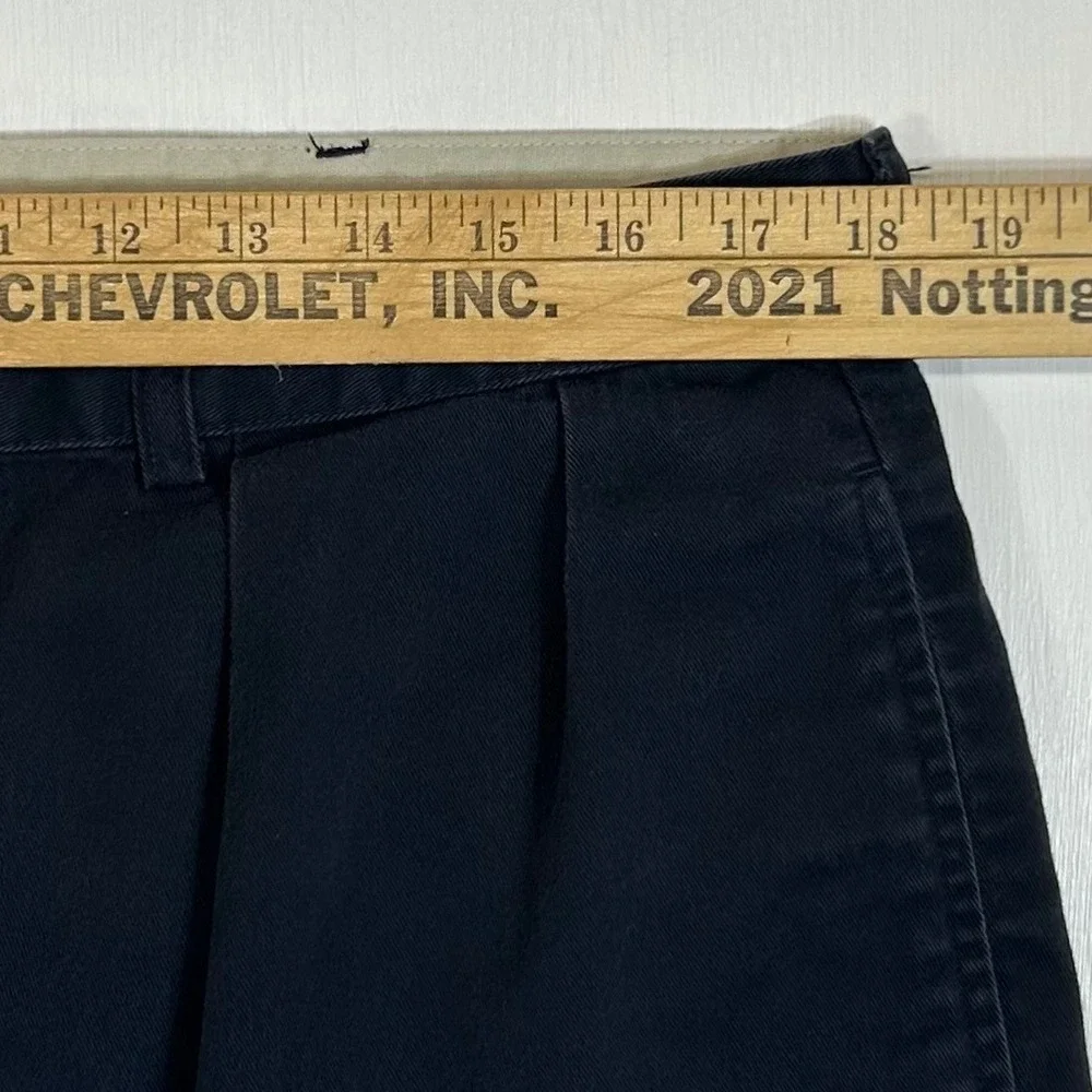 Polo Ralph Lauren Tyler Short Mens 36 Navy Blue Pleated Chino Cotton VTG RN41381